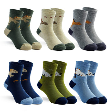 Howjojo Boys Winter Warm Socks Kids Cotton Crew Socks Cartoon Dinosaur Socks 6 Pack 8-10 Years