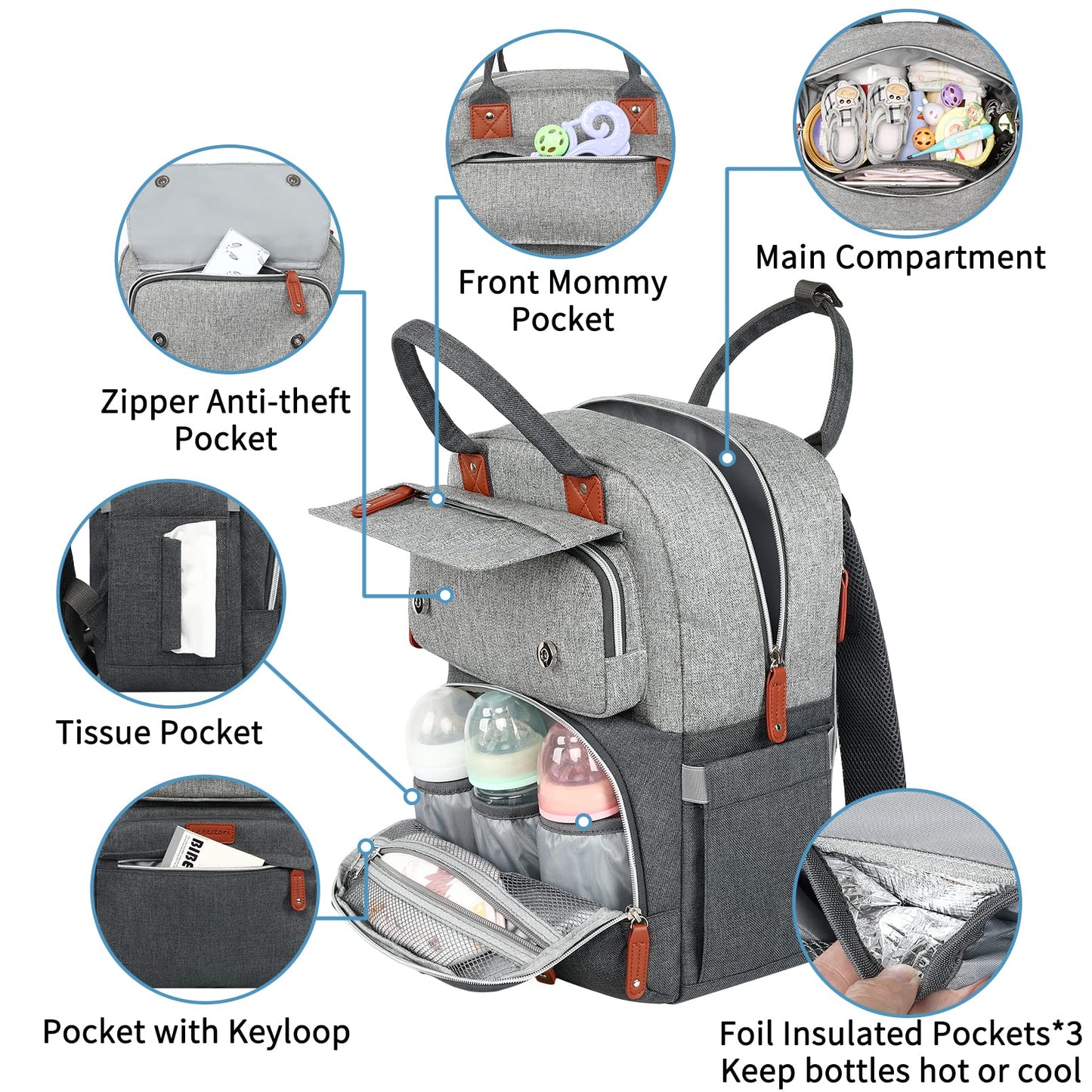 Legestori Diaper Bag Backpack, Baby Boy Diaper Bags, Large Diaper Bag Backpack For Boys Girls, Waterproof Baby Diper Backpack Fo