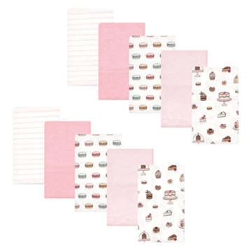 Hudson Baby Unisex Baby Cotton Flannel Burp Cloths, Sweet Bakery, One Size
