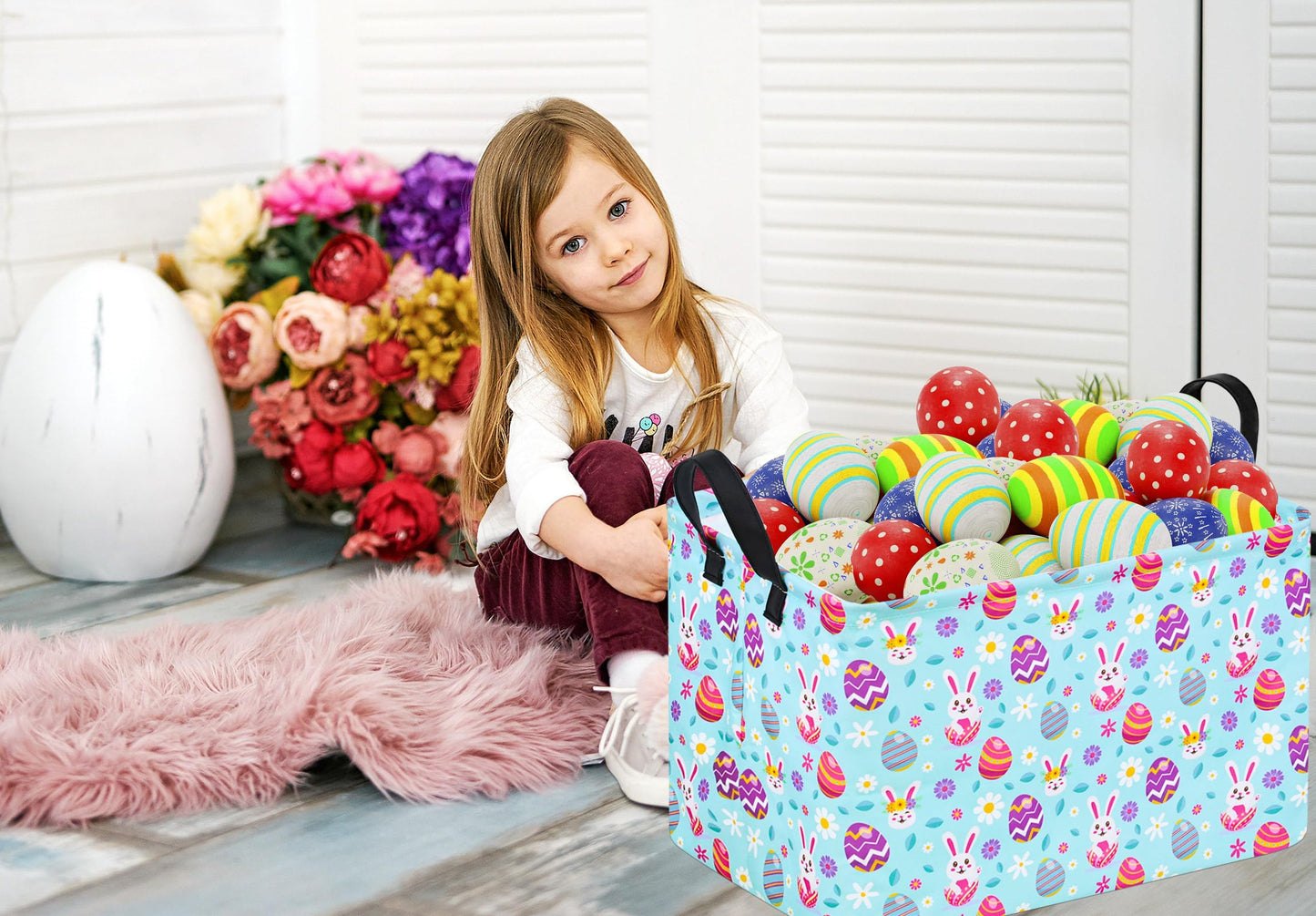 Huayee Rectangle Easter Basket Storage Bin Eggs Gift Basket Laundry Hamper Storage Basket Fabric Material Organization Basket To