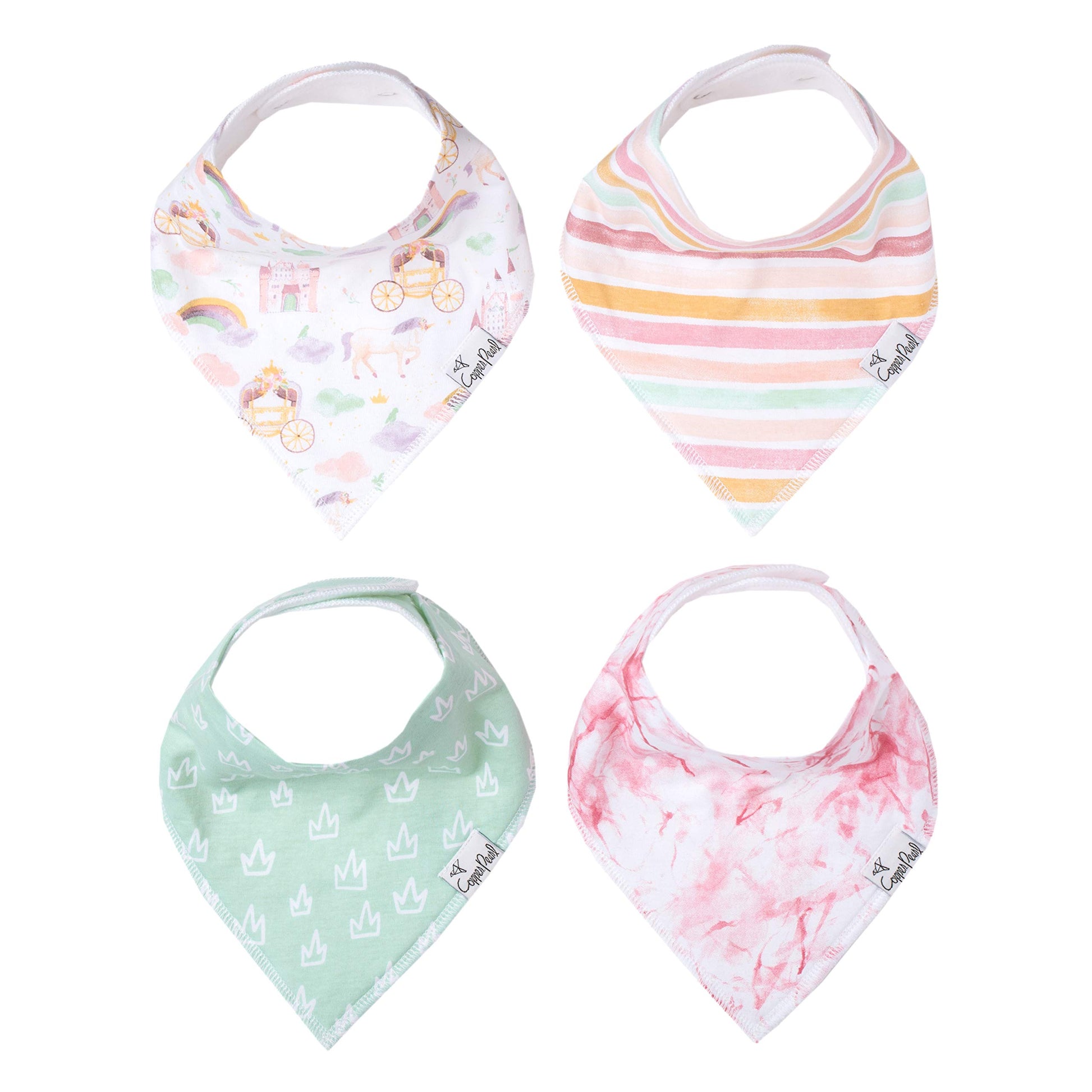 Copper Pearl Baby Bandana Bibs - 4 Pack Soft Cotton Baby Bibs For Drooling And Teething, Absorbent Drool Bibs For Baby Girl And