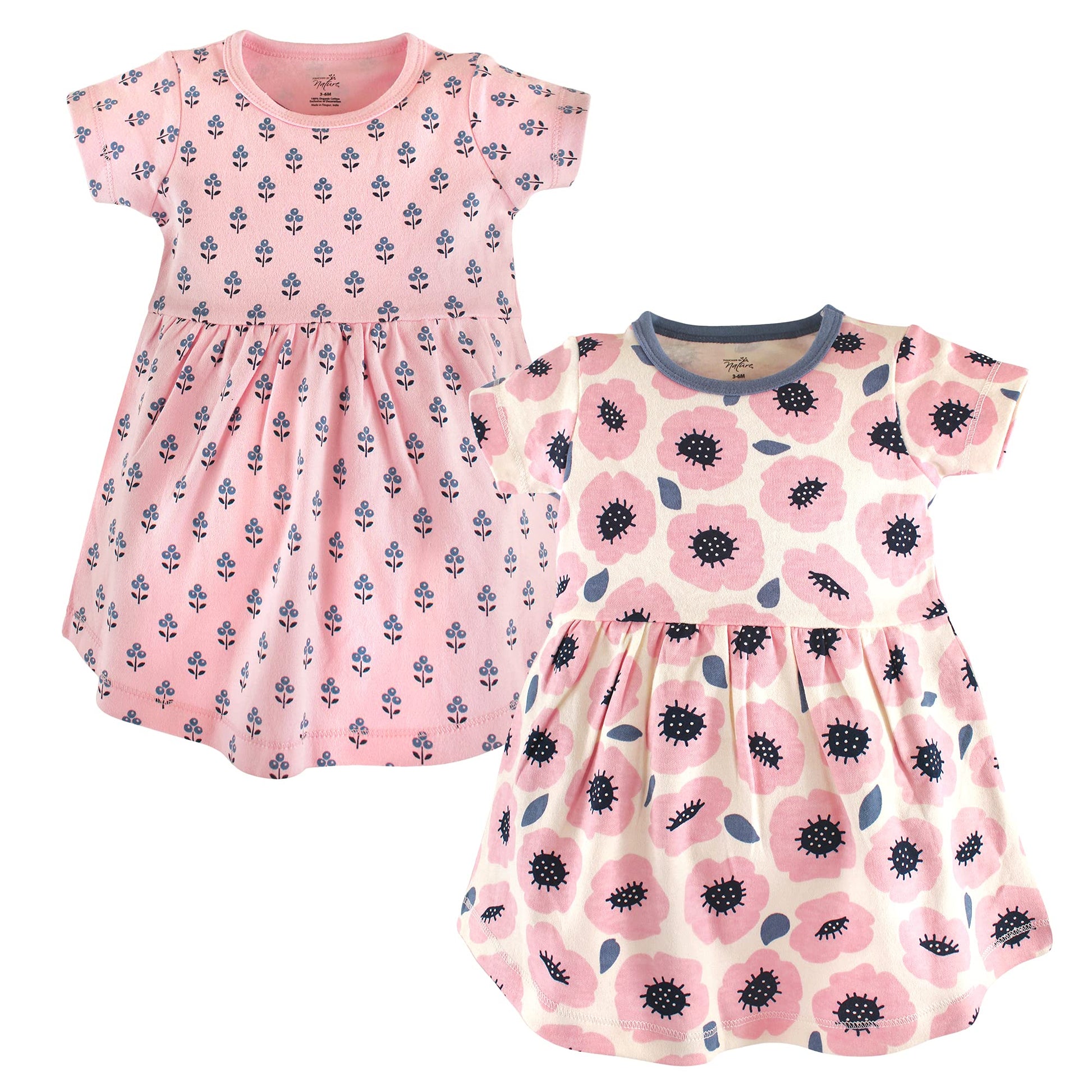 Touched By Nature Girls Infant Toddler Kids And Womens Organic Cotton Short-Sleeve Long-Sleeve Dresses Playwear Dress, Baby Todd