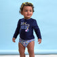 Gerber Baby Girl'S Toddler Long Sleeved Rashguard Swim Bathing Suit Set, Purple Floral Shell, 3-6 Months