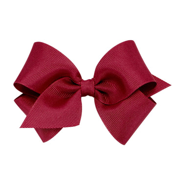 Wee Ones Girls' Classic Grosgrain Hair Bow With Plain Wrap Center On A Weestay Hair Clip, Handmade, Small Sized Bow, Cranberry