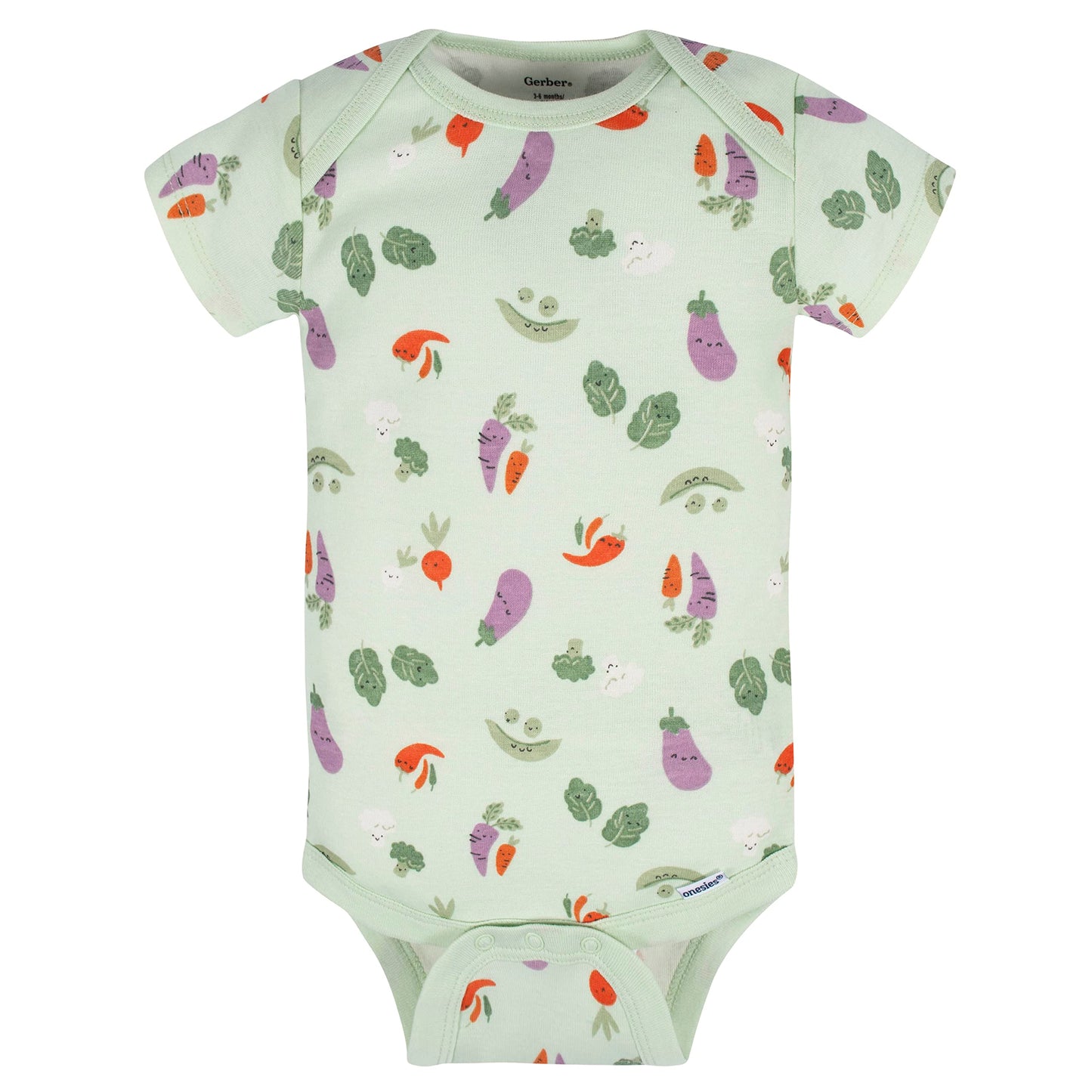 Gerber Unisex Baby 5-Pack Short Sleeve Variety Onesies Bodysuits Happy Veggies Newborn