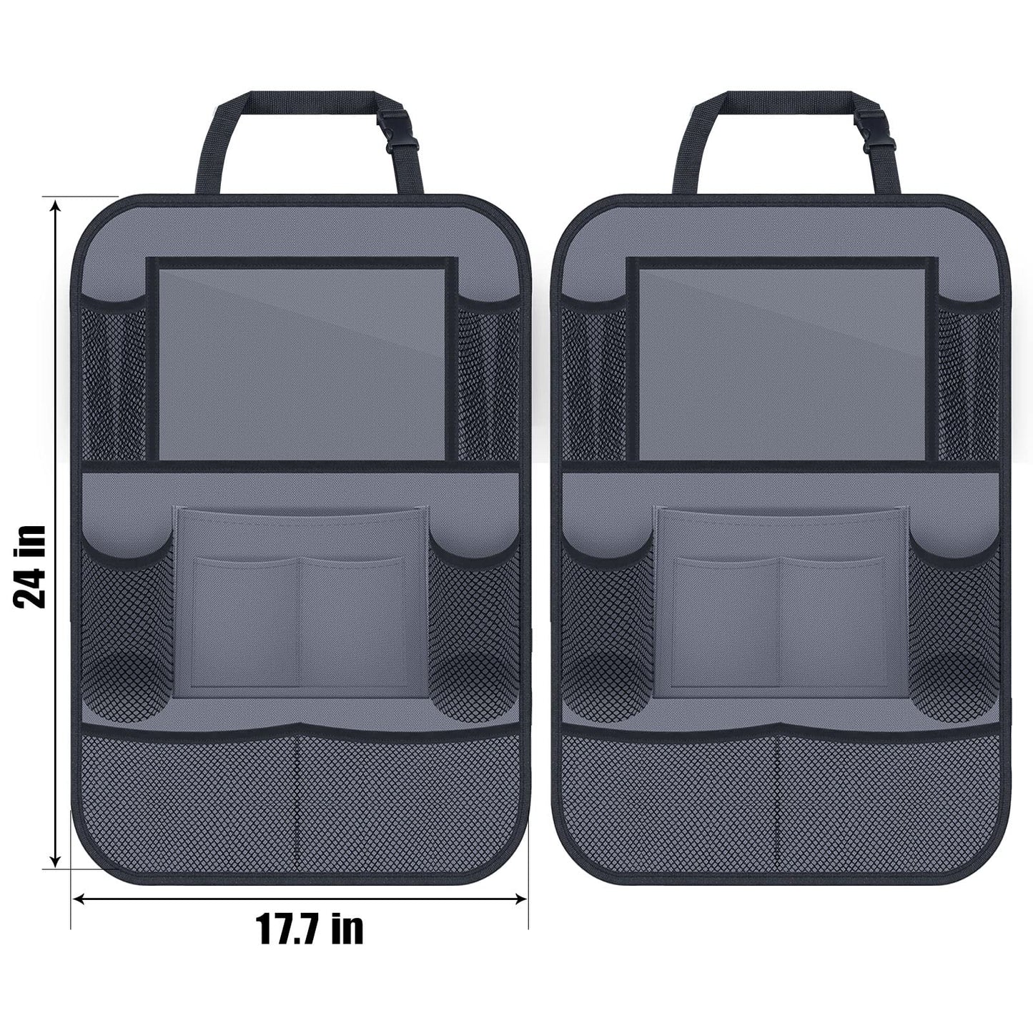 ULEEKA Car Backseat Organizer with 11 Table Holder, 10 Storage Pockets Seat Back Protectors Kick Mats for Kids Toddlers, Travel