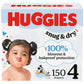 Huggies Size 4 Diapers, Snug & Dry Baby Diapers, Size 4 (22-37 Lbs), 150 Count, Packaging May Vary