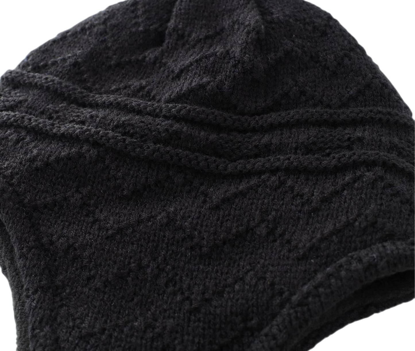 Connectyle Toddler Boys Girls Fleece Lined Knit Kids Hat With Earflap Winter Hat (Black, 6-12 Months)