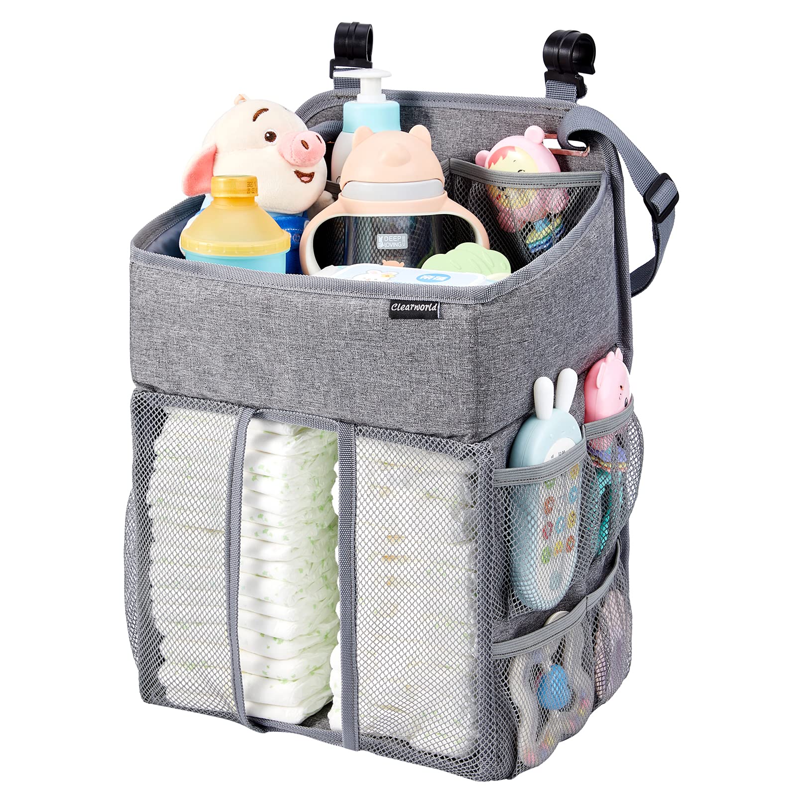 Clearworld Hanging Diaper Caddy Organizer,Diaper Stacker And Crib Organizer,Upgrade Thicken Nursery Organizer For Changing Table