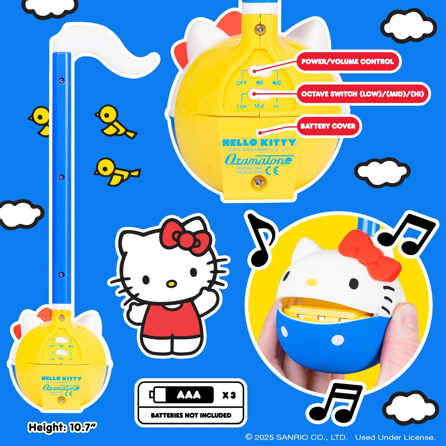 Otamatone Classic Hello Kitty [Officially Licensed Sanrio] Japanese Character Electronic Musical Instrument Portable Synthesizer