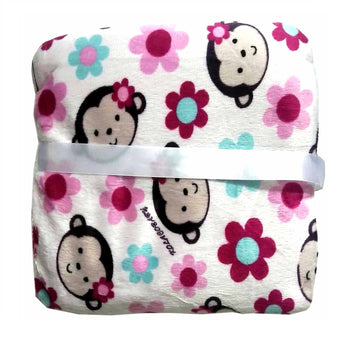 N&M Double Layer Velvet Fleece Newborn Printed Baby Blanket (Pink)