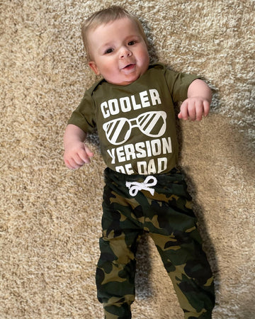 Nzrvaws Baby Boy Clothes Newborn Boy Outfit 3-6 Months Romper Short Sleeve Cooler Version Of Dad Top Camouflage Long Pants Hat 3