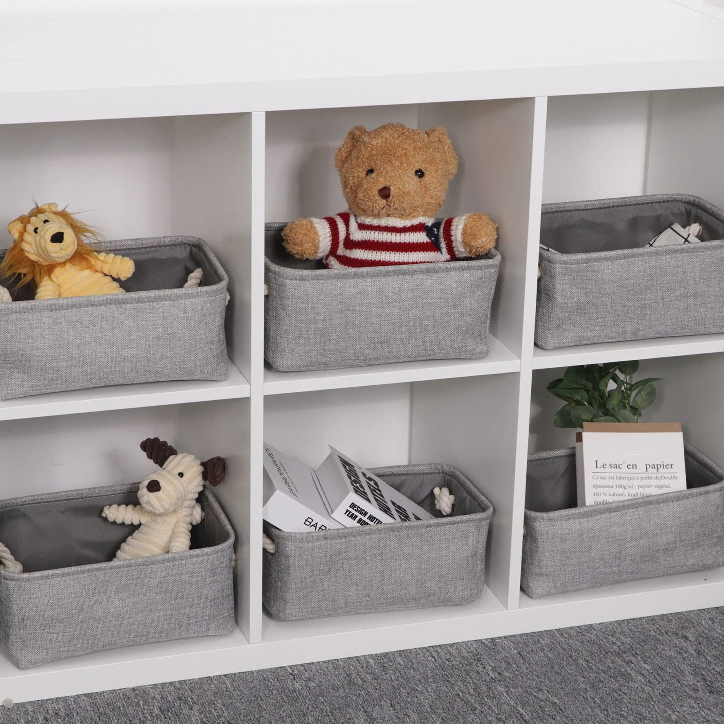 Bidtakay Small Gray Baskets Set Of 6 Fabric Storage Bins With Handles 11.8 X 7.8 X 5 Inch Collapsible Canvas Organizer Bins Bask