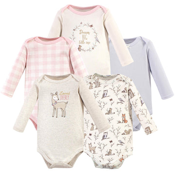 Hudson Baby Unisex Baby Cotton Long-Sleeve Bodysuits, Enchanted Forest, 3-6 Months Us