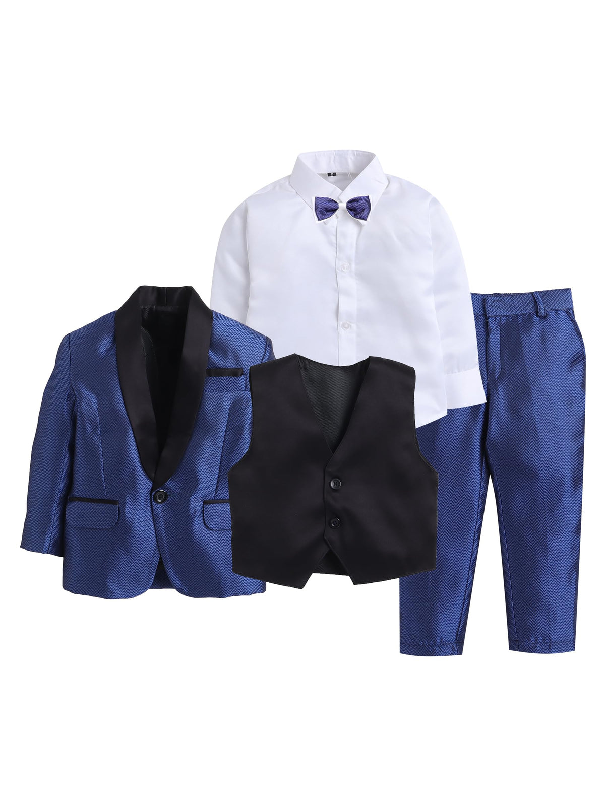 Jeetethnics Boys Blue Coat Suit Set With Waistcoat Shirt And Trousers (9041Bhv)