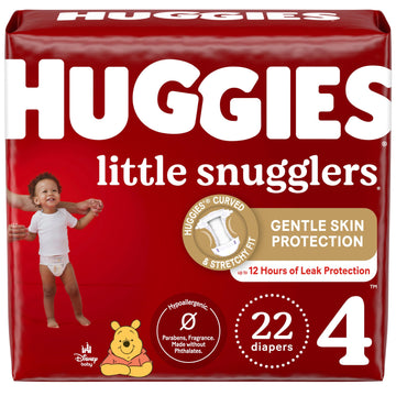 Huggies Size 4 Diapers, Little Snugglers Baby Diapers, Size 4 (22-37 Lbs), 22 Count
