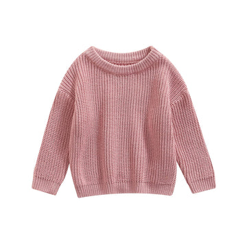 Infant Toddler Baby Girl Boy Knit Sweater Pullover Sweatshirt Long Sleeve Shirt Tops Knitted Fall Winter Clothes (Rose Pink, 3-6
