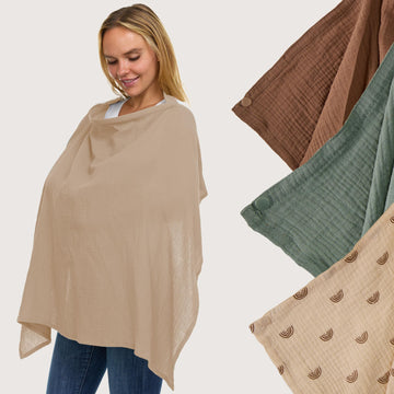 Muslin Nursing Cover Up For Breastfeeding - Breast Feeding Covers For Women | Breathable 100% Muslin Cotton Breastfeeding Cover