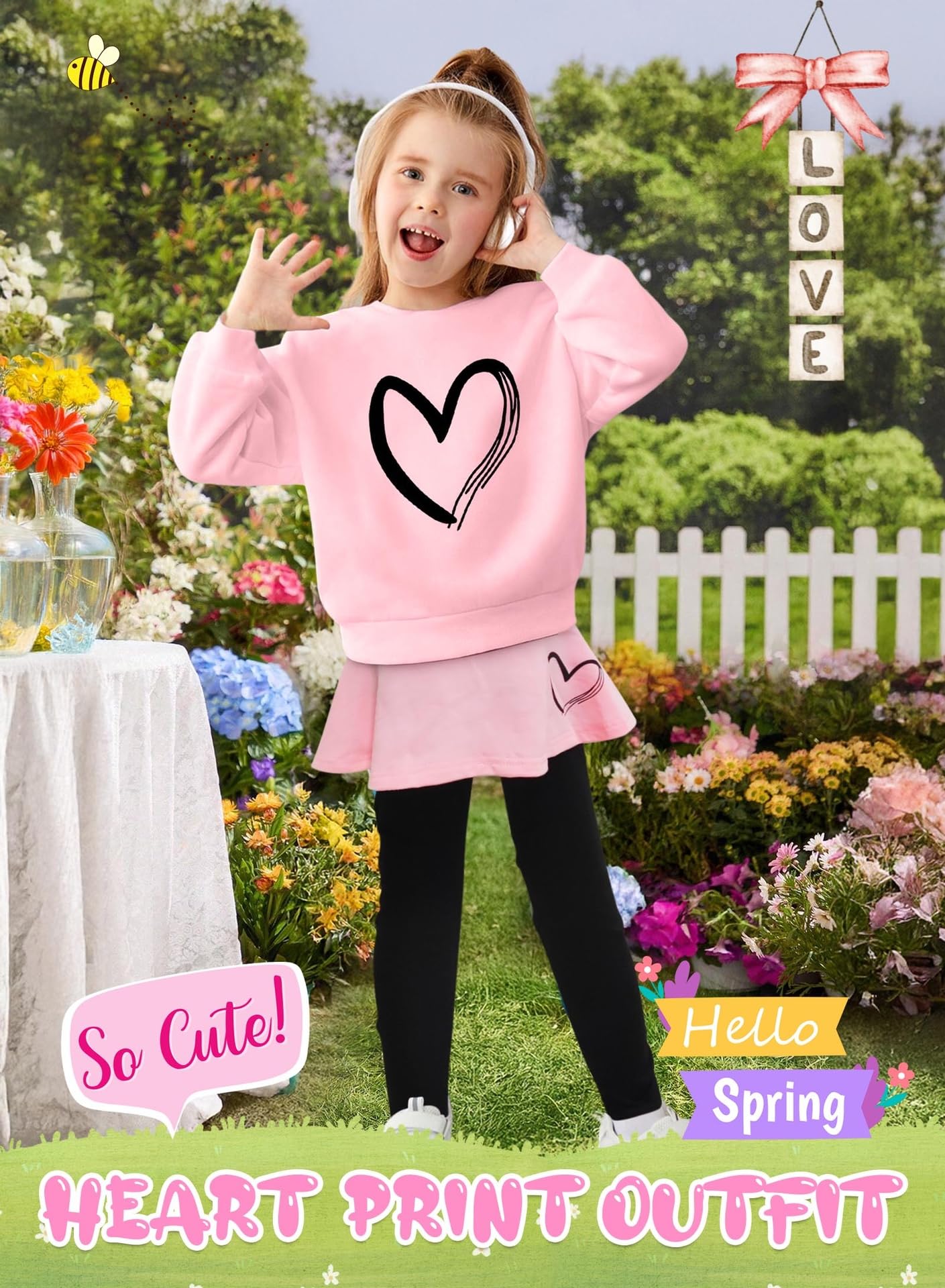 Bomdeals Adorable Cute Toddler Baby Girls Clothes Set,Long Sleeve T-Shirt +Pants Outfit(Pink,100,1279B)