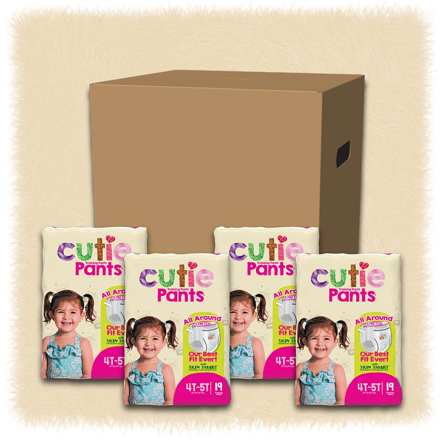 Cutie Girls 4T/5T Refastenable Potty Training Pants, Hypoallergenic With Skin Smart, 76 Count