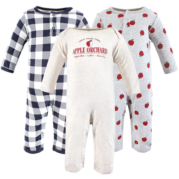 Hudson Baby Unisex Baby Cotton Coveralls, Apple Orchard, 9-12 Months