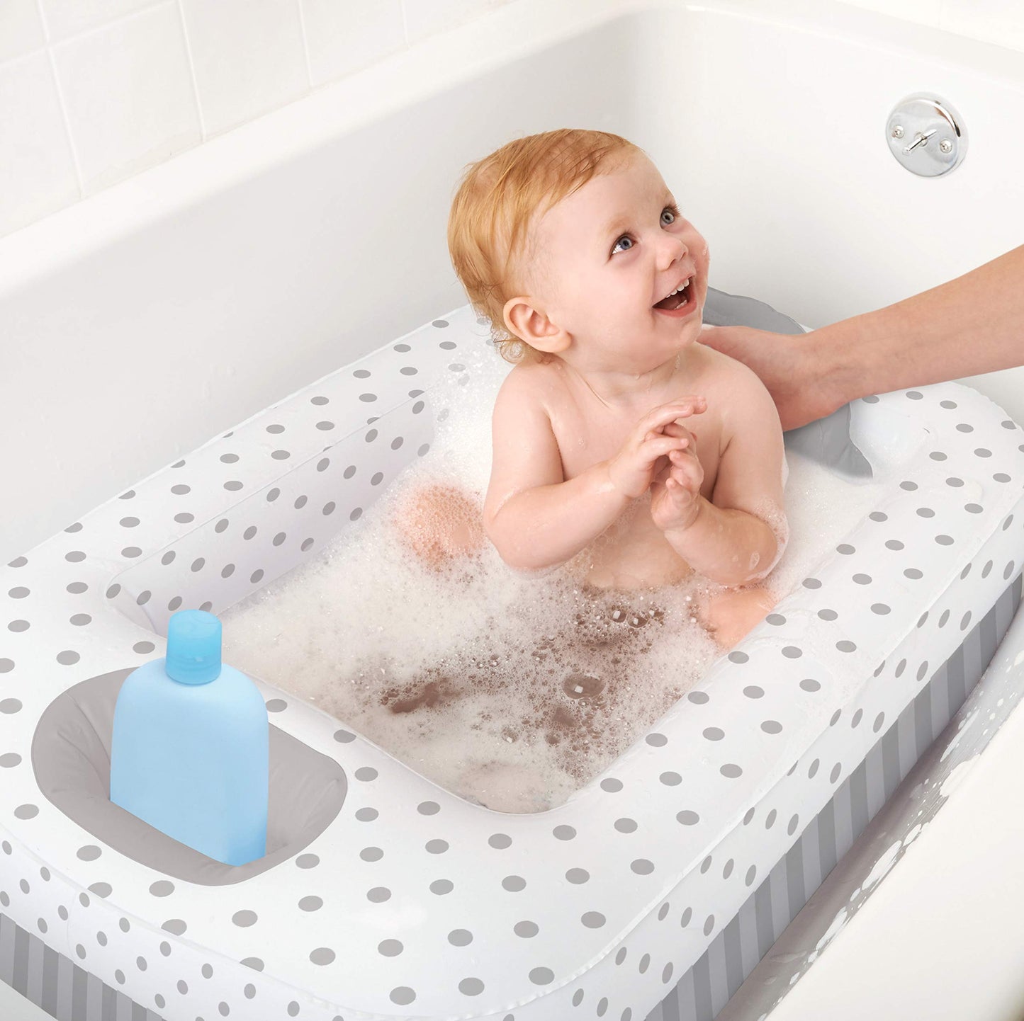 Playtex Baby Air-Filled Cushion Bath Tub - Free-Standing, Blow Up, Portable, Inflatable, Safe Bathing, Baby Bathtub, Toddler Bat
