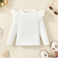 Opawo Toddler Girl Shirts Ruffle Long Sleeve Baby Tee Tops, Ribbed Toddler Girl Blouse, Fall Baby Girl Clothes 2-Pack 12M-4T(Bla