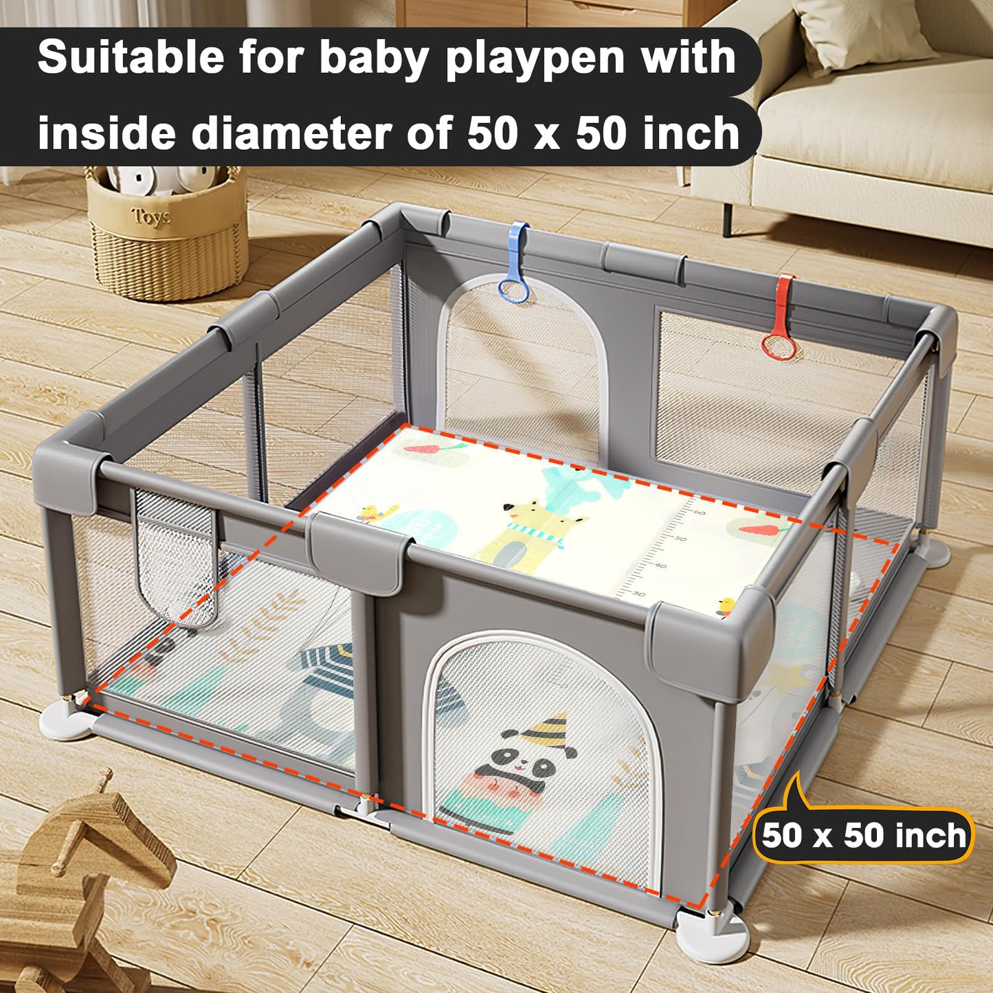 Dovesail Foldable Baby Play Mat, 47 ' X 47 ' Baby Playmat For Playpen, 0.4 Inch Thick Waterproof Anti-Slip Reversible Foam Pla