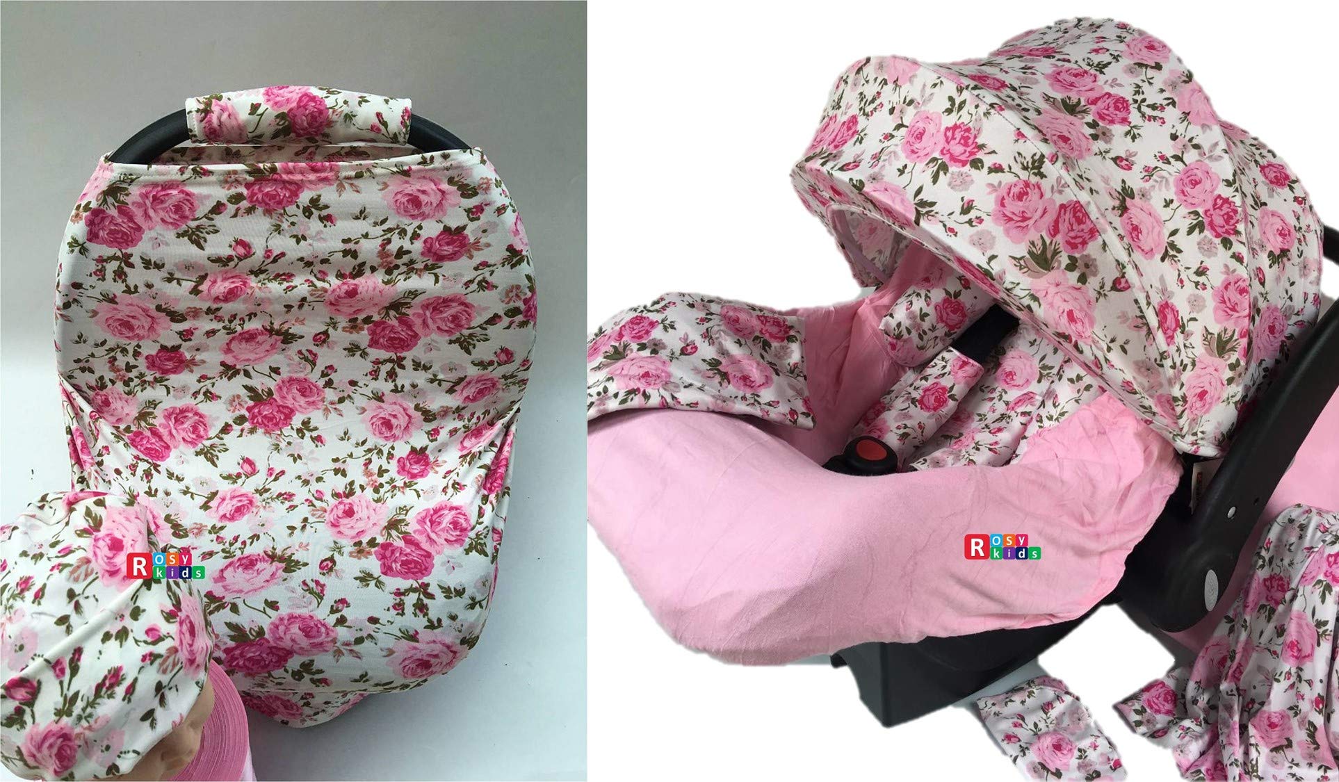 9Pc Ultimate Set Of Infant Car Seat Cover Canopy Headrest Blanket Hat Nursing Scarf, 25Je01