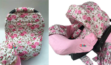 9Pc Ultimate Set Of Infant Car Seat Cover Canopy Headrest Blanket Hat Nursing Scarf, 25Je01