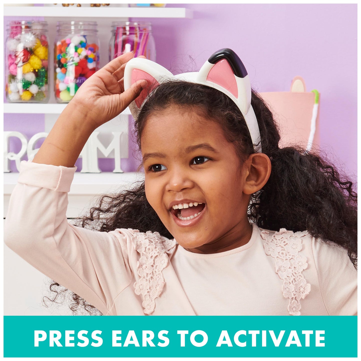Gabbys Dollhouse, Magical Musical Cat Ears, Kids Costume with Lights, Music, Sounds & Phrases, Pretend Play Toys for Girls Ages
