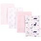 Hudson Baby Unisex Baby Cotton Flannel Burp Cloths, Linocut Woodland Girl, One Size