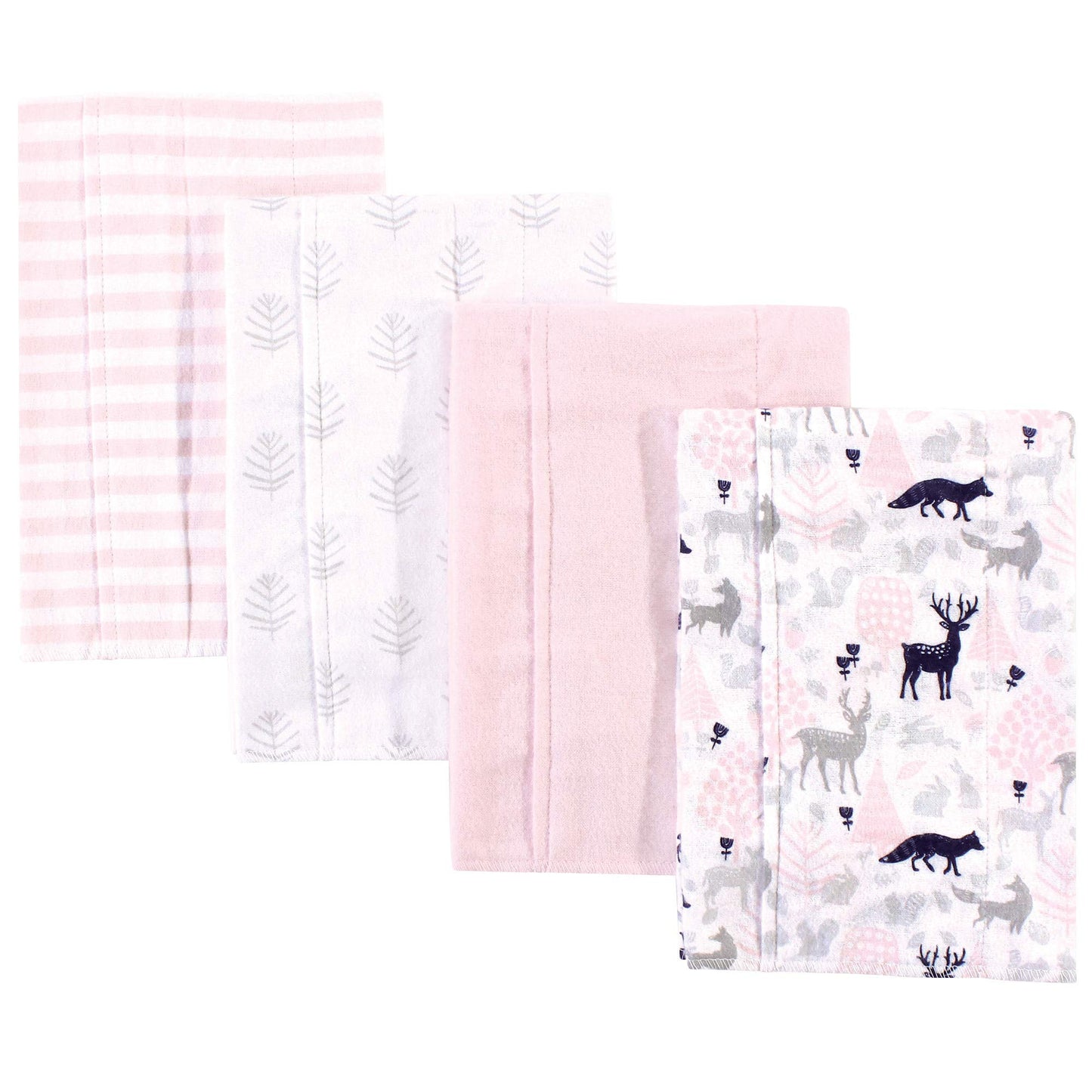 Hudson Baby Unisex Baby Cotton Flannel Burp Cloths, Linocut Woodland Girl, One Size