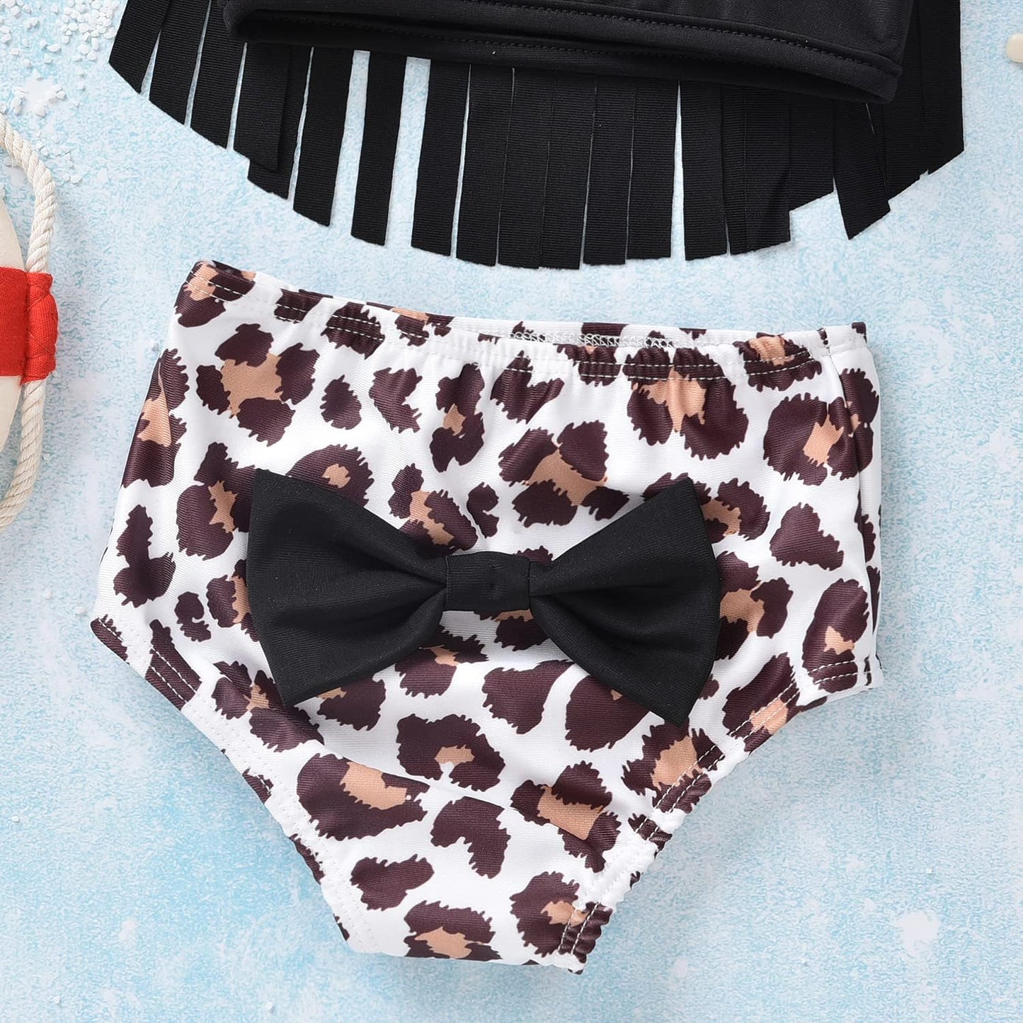 Toddler Infant Baby Girls Swimsuit Leopard Tassels Bikini Two Pieces Bathing Suit Summer Beach Outfits Set (Leopard, 2T)