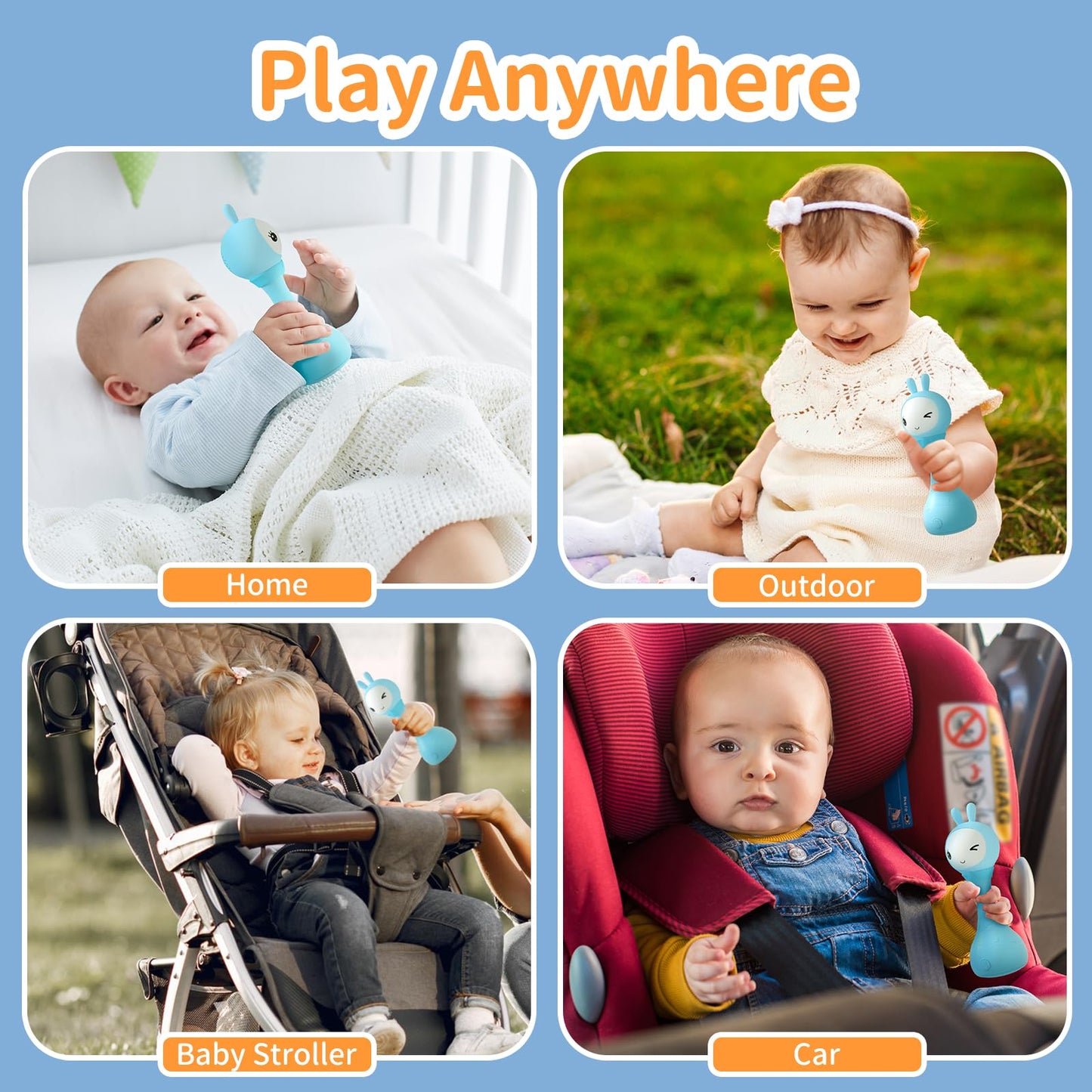alilo Yoyo Talking Bunny Baby Singing Musical Rattle, Mimicking Toys Repeats What You Say, Preloaded 90+ Quality Audio Content,