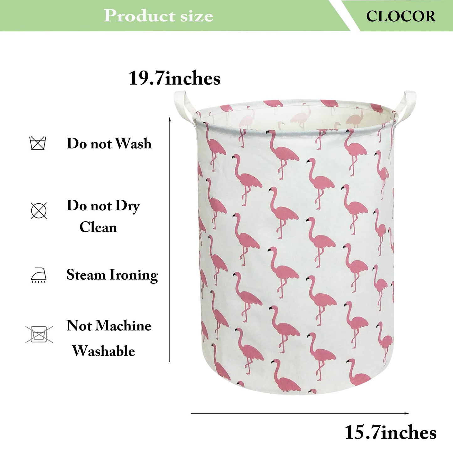 Clocor Large Pink Flamingo Laundry Hamper, Baby Girl Laundry Basket,Kids Toy Storage Bins,Nursery Decor,Bedroom,Bathroom,Gift Ba