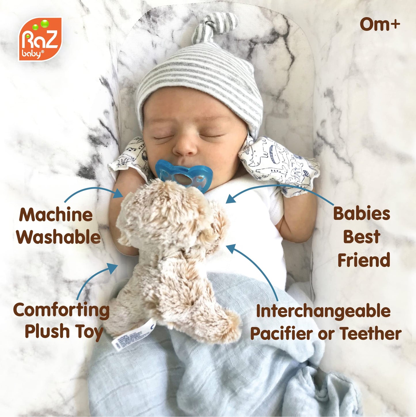 RaZbaby RaZbuddy RaZberry Teether/Pacifier Holder w/Removable Baby Teether Toy - 0M+ - Bpa Free (Puppy)