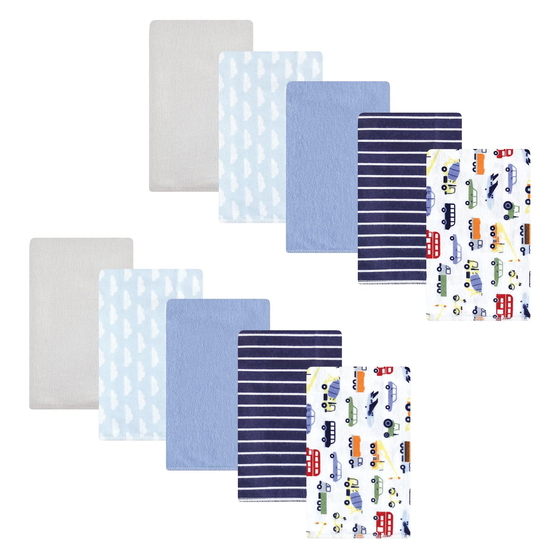 Hudson Baby Unisex Baby Cotton Flannel Burp Cloths, Colorful Transportation, One Size