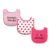 Luvable Friends Unisex Baby Cotton Drooler Bibs With Fiber Filling, Girl Mommy 3-Pack, One Size