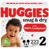 Huggies Size 2 Diapers, Snug & Dry Baby Diapers, Size 2 (12-18 Lbs), 222 Count (3 Packs Of 74), Packaging May Vary