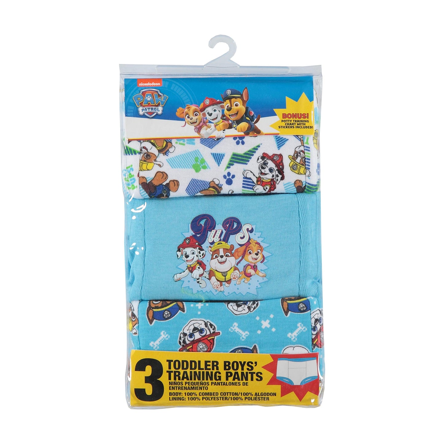 Paw Patrol Boys Toddler Potty Training Pant And Starter Kit With Stickers And Tracking Chart In Sizes 18M, 2T, 3T, 4T, 3-Pack Tr