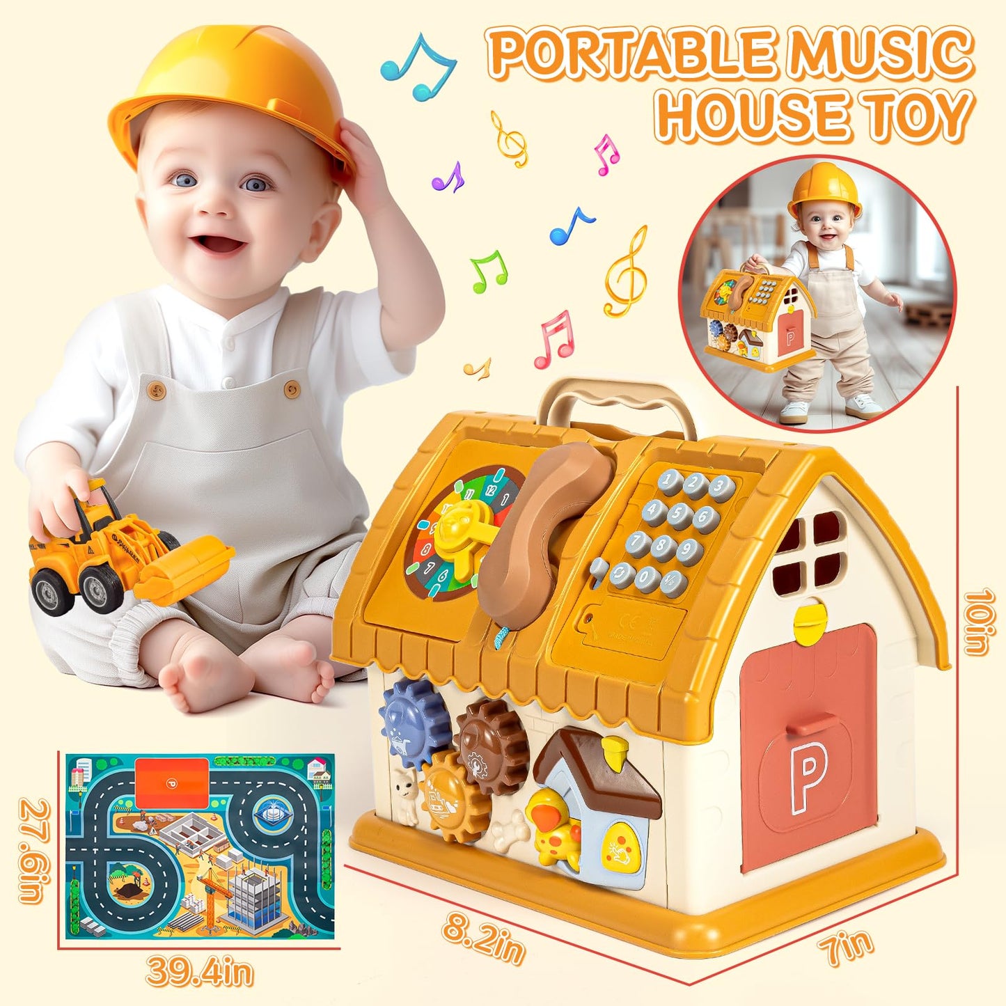 SLTBEH Baby Toys for 1 2 3 Year Old Boy and Girl Gifts Toddler Toys Age 1-2 10-in-1 Montessori with Sound Lights Music Clock Tel