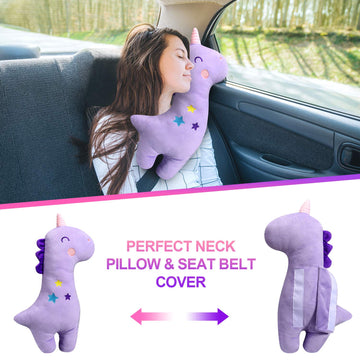 Farochy Unicorn Seat Belt Pillow Kids Cover, Vehicle Shoulder Pads, Car Seatbelt Cushion for Kids, Strap Pillows Animal Travel (