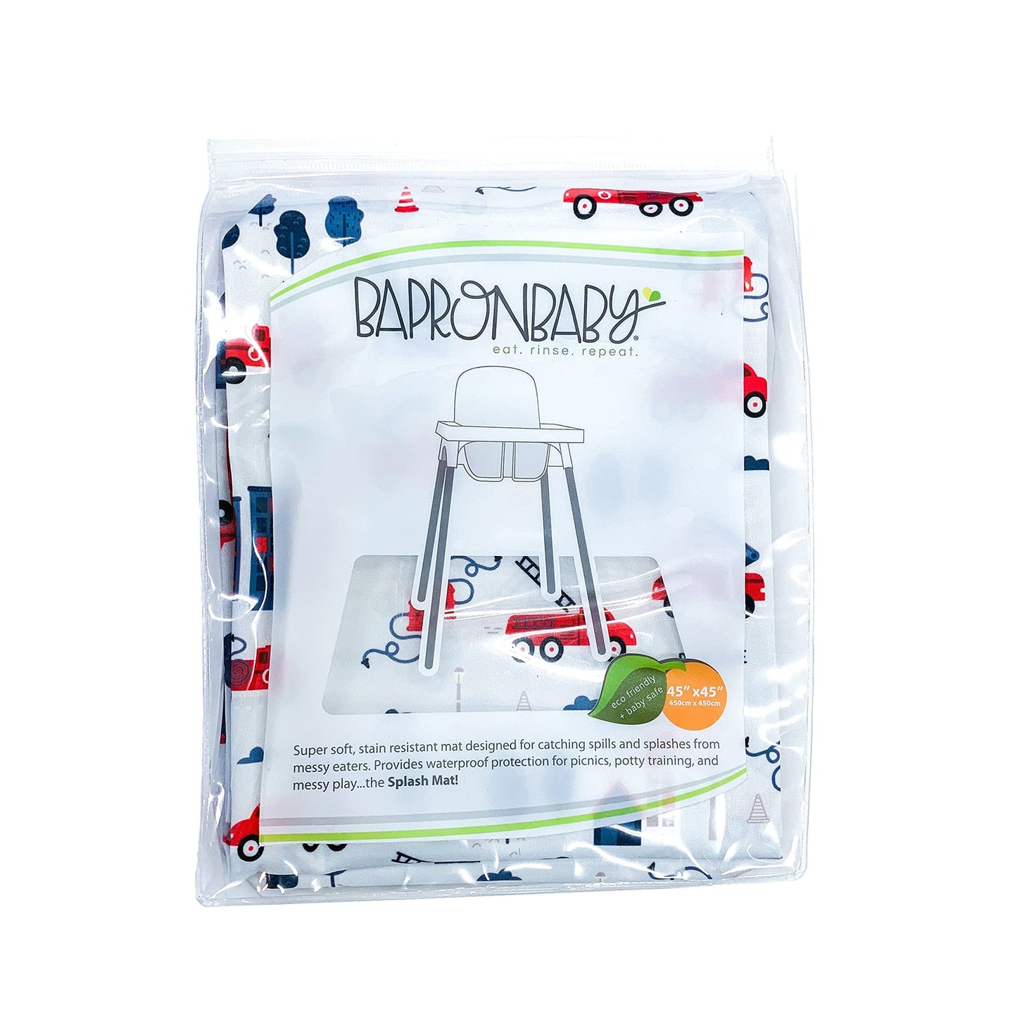Bapronbaby Be Brave Firefighter Splash Mat - Waterproof Catch-All For Under High Chairs, Floors, Tables, Playtime Or Arts & Craf