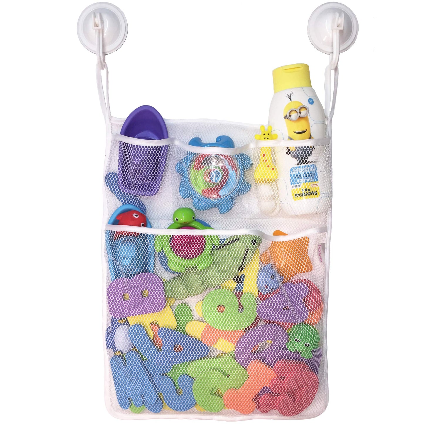 Lillys Love Bath Toy Storage - Large 14 x 20 inch Bathtub Toy Holder + 2 Locking Hooks, Quick Dry & Easy for Kids to Put Bath T