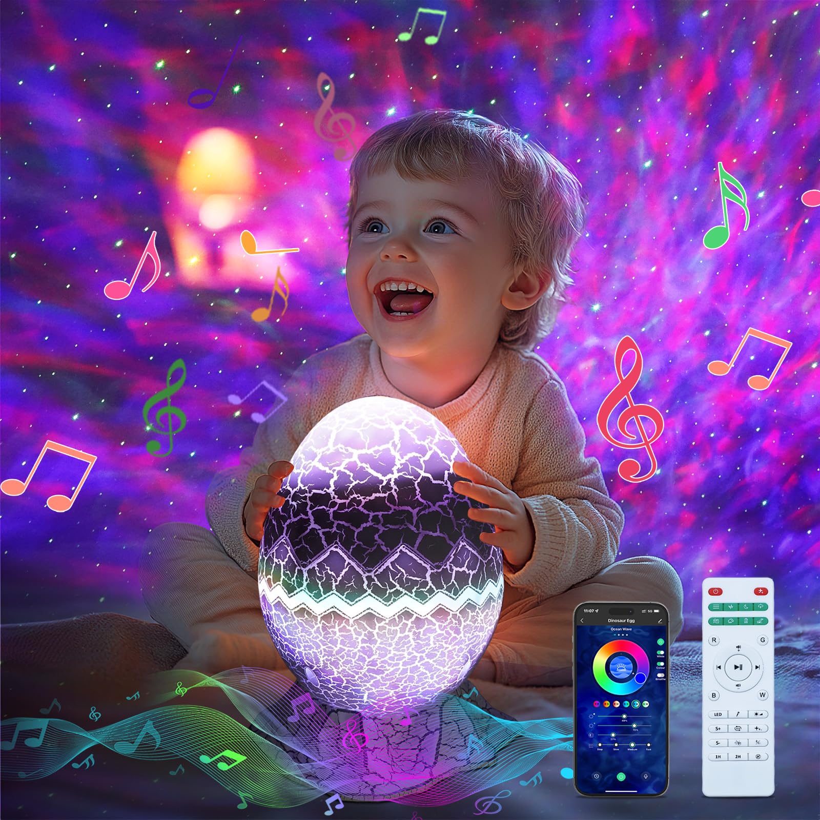 Rossetta Galaxy Projector, Star Projector Galaxy Light Projector for Bedroom, APP Control Projector Bluetooth Speaker and White 