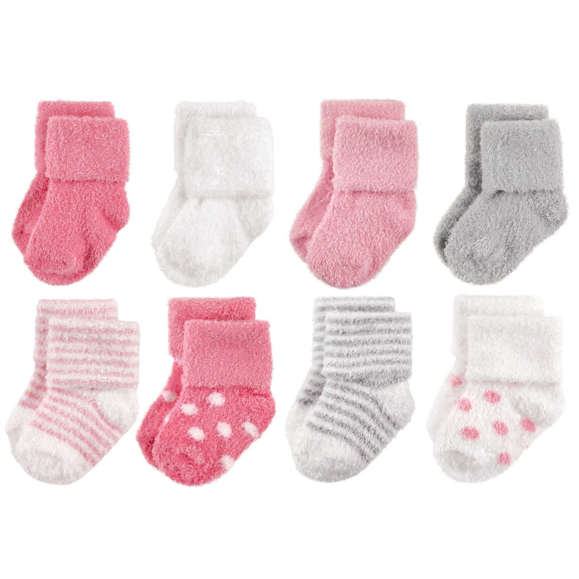 Hudson Baby Unisex Cotton Rich Newborn And Terry Socks, Dots Stripes, 0-6 Months