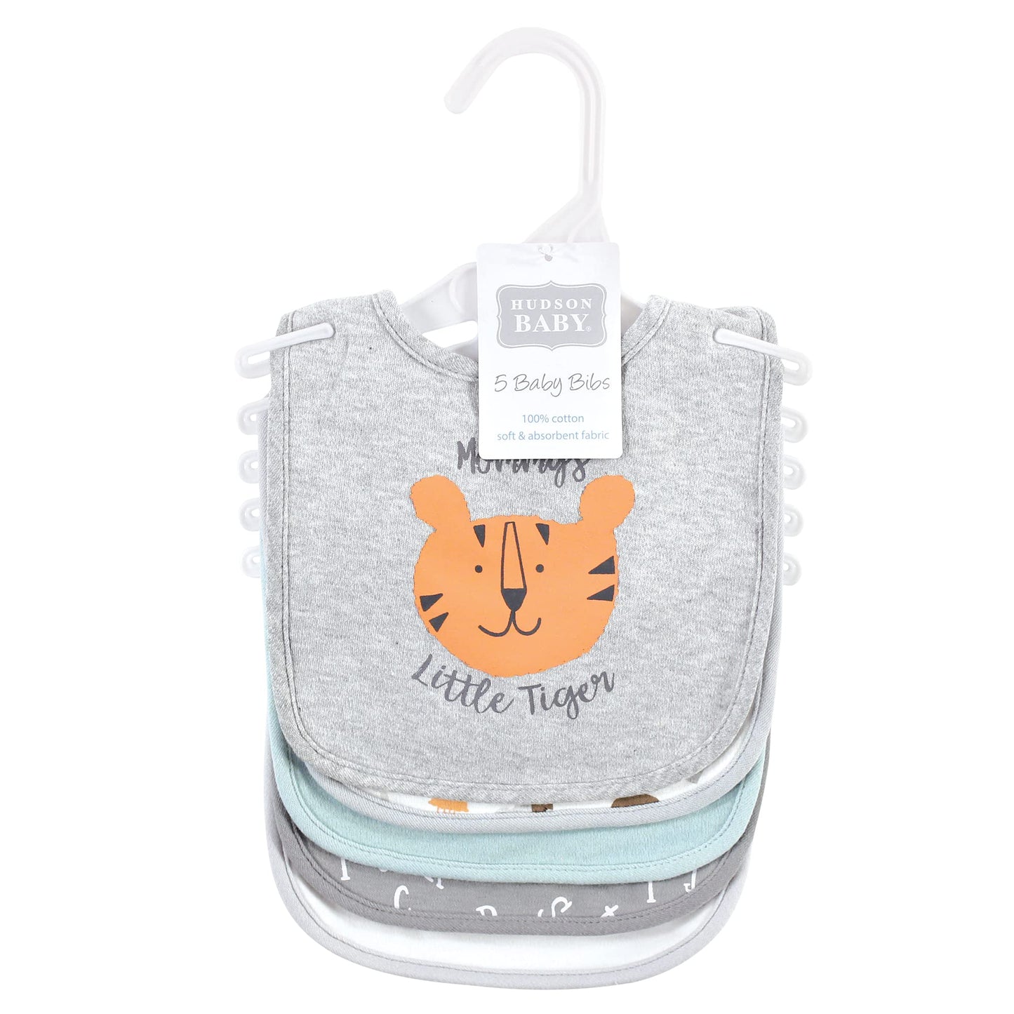 Hudson Baby Unisex Baby Cotton Bibs, Alphabet Animals, One Size