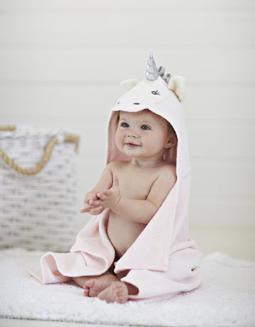 Elegant Baby Top Selling Bath Gift - Cotton Hooded Towel Wrap, Cute Pink Unicorn