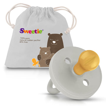 Sweetie Rubber Pacifier Natural Rubber Pacifier Rounded (Grey, 0-6 Month)